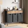 Laundry Basket, 3 Compartments Laundry Hamper 150L, 3 Drawers Image 6