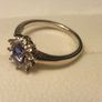 Petite Natural Tanzanite & Zircon Oval Cluster Ring Image 4