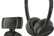 2-in-1 Home Office Set, USB Headset with Microphone, HD Webcam 720p, Wired Headphones with In-line Volume Control, Web Camera with Photo Button for PC, Computer, Mac, Skype, Teams, Zoom