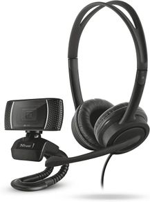 2-in-1 Home Office Set, USB Headset with Microphone, HD Webcam 720p, Wired Headphones with In-line Volume Control, Web Camera with Photo Button for PC, Computer, Mac, Skype, Teams, Zoom