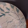 Fabulous Vintage Arklow Pottery Teal and White 9 Inch Wall Plate in an Unusual Landscape Pattern with a Castle Ruin Image 2