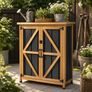 Wooden Garden Storage Cabinet Lockable Tool Cabinet Outdoor Storage Mini Shed Asphalt Roof Image 2