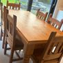 Farmhouse solid oak kitchen table and six chairs Image 2