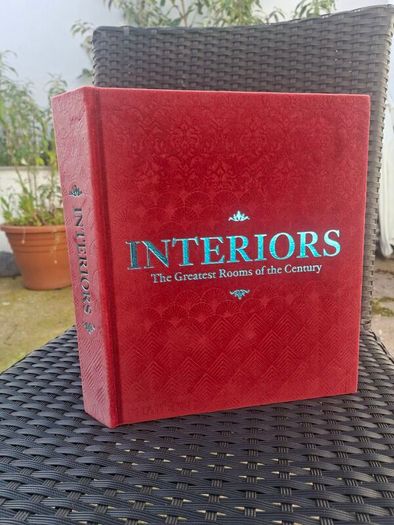 Large (447 pages) Hardcover Book Interiors: The Greatest Rooms of the Century (Merlot Red Velvet cover edition)