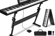 88 Keys Foldable Piano Keyboard, Bluetooth &amp; MIDI, Portable Digital Electronic