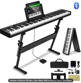 88 Keys Foldable Piano Keyboard, Bluetooth & MIDI, Portable Digital Electronic