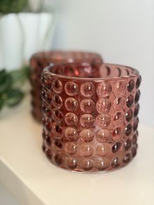 Set of 2 M&S Pink Glass Tealight Holders