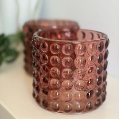 Set of 2 M&S Pink Glass Tealight Holders