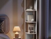 5 Tier Corner Shelf Bookcase with Rattan Side Panels Standing Shelf Metal Frame for Living Room Bedroom Study Kitchen 12.5 x 12.5 x 61.4 inch