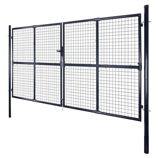 Mesh Garden Gate Galvanised Steel 289x175 cm Grey