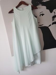 TED BAKER Asymmetrical Hem Drape Cocktail Dress