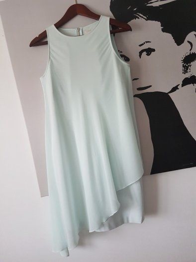 TED BAKER Asymmetrical Hem Drape Cocktail Dress
