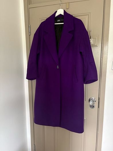 New Zara oversized wool mix coat in deep purple