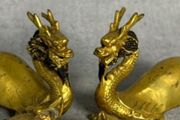 2 Chinese Dragons - Gilt Bronze