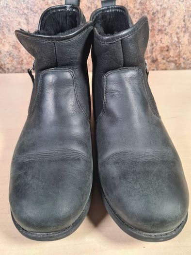 Womens Ugg Lavelle Ankle Boots Black Leather  Wool Lined Size Uk 5 Eu 38