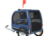 Dog Bike Trailer, Supports up to 100 lbs, Pet Cart Bicycle Carrier, Easy Folding Frame with Quick Release Wheels, Universal Bicycle Coupler, Reflectors, Flag, Collapsible to Store, Blue/Black