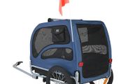 Dog Bike Trailer, Supports up to 100 lbs, Pet Cart Bicycle Carrier, Easy Folding Frame with Quick Release Wheels, Universal Bicycle Coupler, Reflectors, Flag, Collapsible to Store, Blue/Black