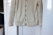 Carraigdonn Cream Aran Cardigan Cotton Lined 16 New.