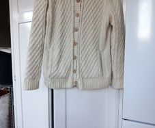 Carraigdonn Cream Aran Cardigan Cotton Lined 16 New.