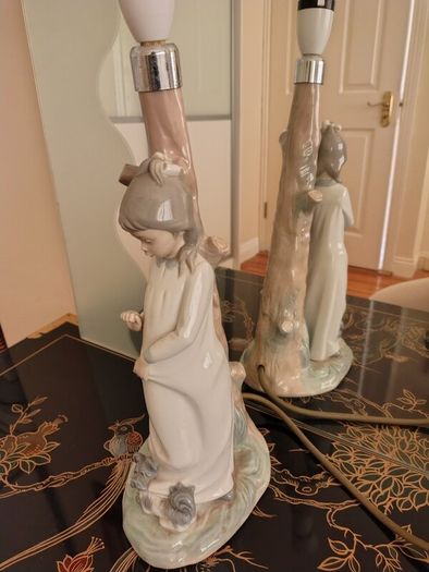 Vintage Nao by Lladro Lamp. Girl with Dog.