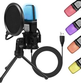 Portable USB Microphone RGB Microfone Condensador Wire Gaming Mic for Podcast Recording Studio Streaming Laptop Desktop
