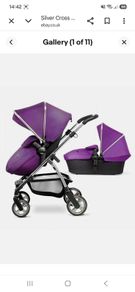 Purple silver cross  pram