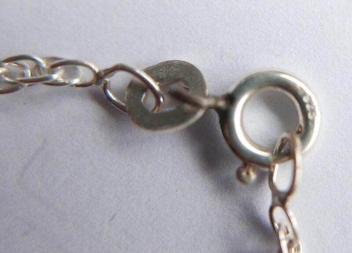 Vintage 925 Sterling Silver Brown Labradorite Pendant Necklace length 18" - 11,7g