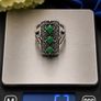 Vintage 900 Silver & Green Chalcedony Filigree Ring Image 10