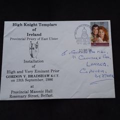 High Knight Templars of Ireland - Masonic First Day Cover , 1986