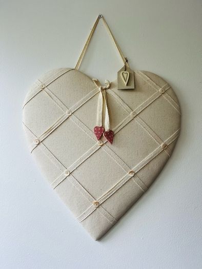 Linen heart notice board