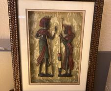 Kenyan hand carved 3D shadow box picture