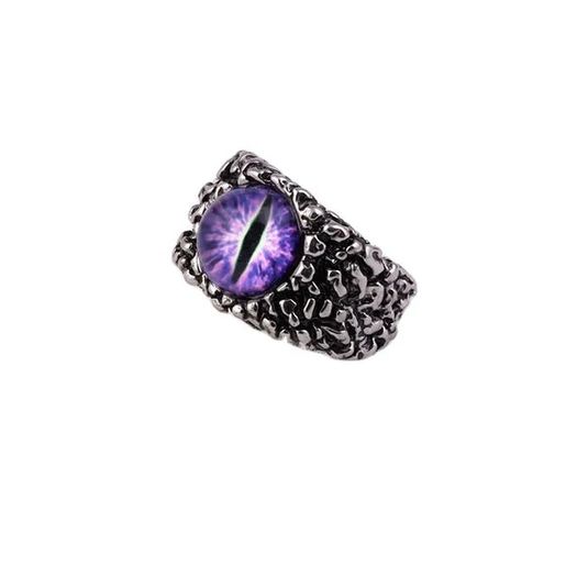 Punk style purple dragon eye silver ring