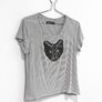 Pre Owned Marciano by Guess Beaded Panther Striped Tee Image 2