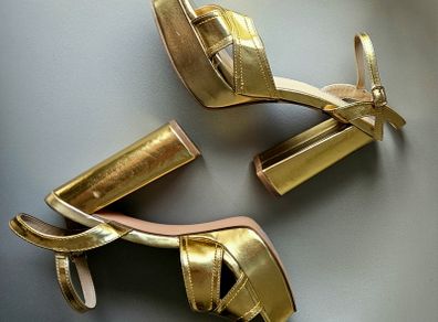 Gold Block Heels