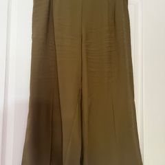 Green Wide Leg Cropped Trousers