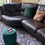 Brown leather couch and armchair Image 3