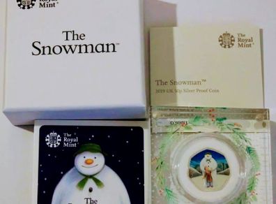 2019 Silver proof Snowman 50p coin