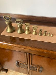Antique Brass Weights - Bell Weights x 8