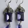 Vintage Sterling Silver 925 Dainty Violet Crystal and Silver Earrings 8,8g Image 8