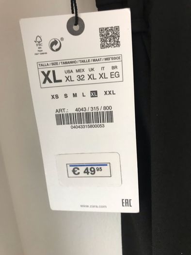 Zara black trousers size 16 xl New with tags