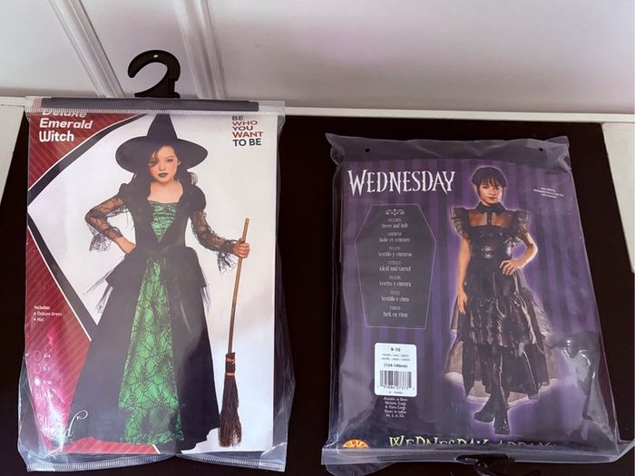 Girls Costumes Wicked and Wednesday