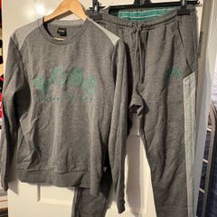 Hugo boss grey/ green tracksuit