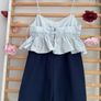 dress Zara size medium dress front playsuit back navy with blue frilled top Image 8