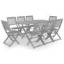 9 Piece Garden Dining Set Solid Acacia Wood Grey Image 5