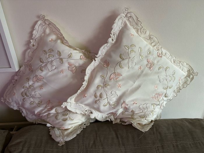 vintage-style cream cushion covers