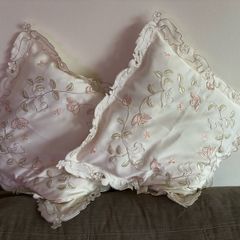 vintage-style cream cushion covers