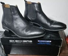 black leather sketcher boots