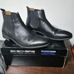 black leather sketcher boots