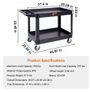 Utility Service Cart, 2 Shelf 249.5 kg Heavy Duty Plastic Rolling Utility Cart with 360 Swivel Wheels (2 with Brakes), Large Lipped Shelf, Ergonomic Storage Handle for Warehouse/Garage/Cleaning Image 7