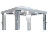 Gazebo with Curtain and String Lights 4x3 m Cream White
